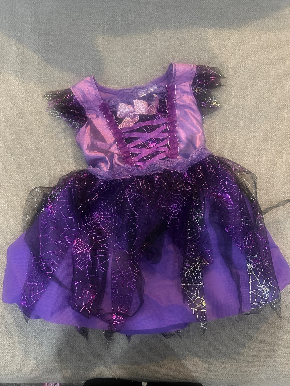 Purple Sparkle Spiderweb Halloween Costume Dress for Kids